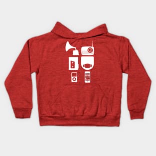 The History Of Portable Music Devices in Six Easy Steps Kids Hoodie